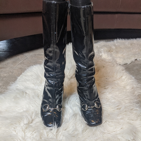 GUCCI Patent Leather Equestrian HorseBit Boots 35 - Picture 1 of 4